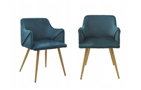 2SZT nowoczesne KRZESŁO FOTEL DO JADALNI salonu VERONA welwet NIEBIESKIE